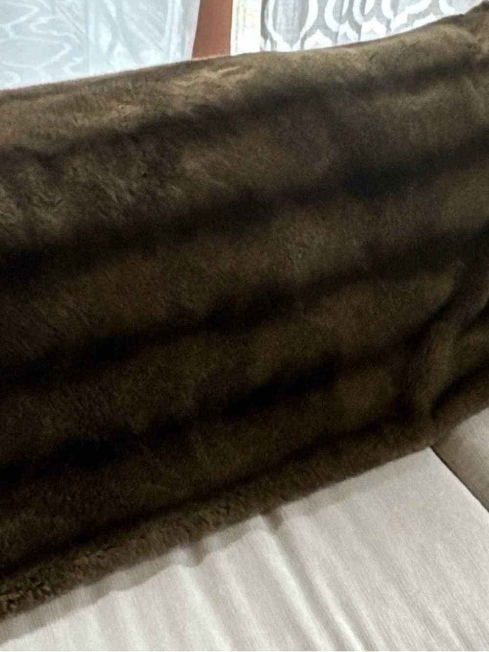 C. Wonder Rich Dark Brown Faux Fur Throw Blanket